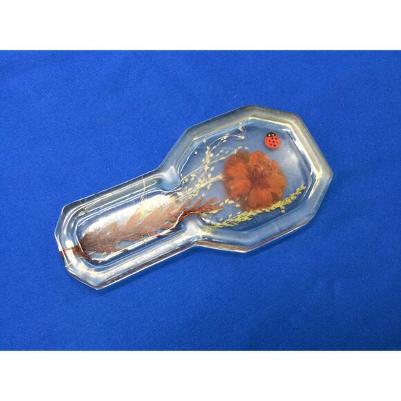 70s Acrylic Pressed flower spoon rest - Picture 4 of 7